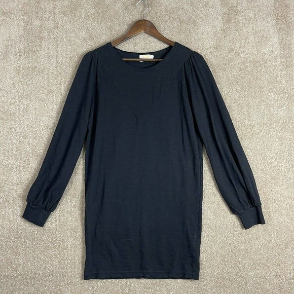 Nation LTD Elisa Dress Womens Size Small Black Puff Sleeve Easy Fit Stretch - Picture 2 of 10